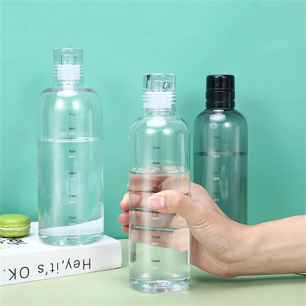 BPA-Free Water Bottle Gym Water Bottle With Handle Sports Water Bottle With Time Scale Leakproof Water Bottle Travel Water Bottle With Large Capacity