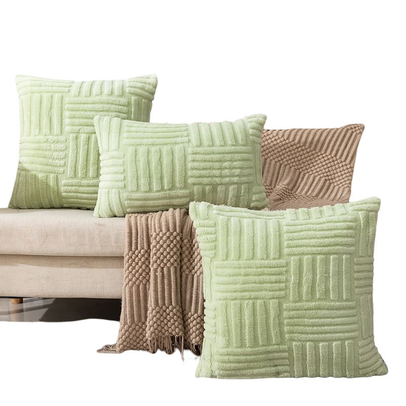New Plush Cushion Cover 30x50 45x45 50x50cm Pattern Design Office Sofa Waist Pillow Cover for Sofa Livingroom Decor Pillowcase White Beige Grey