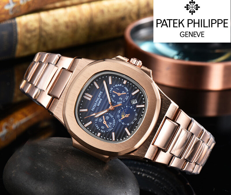 [Chất lượng hàng đầu] Patek chính hãng philippes Nautilus dòng sản phẩm thanh lịch thể thao đồng hồ nam Thạch anh không thấm nước lịch đồng hồ dây đeo bằng thép chính xác thời trang sang trọng watche