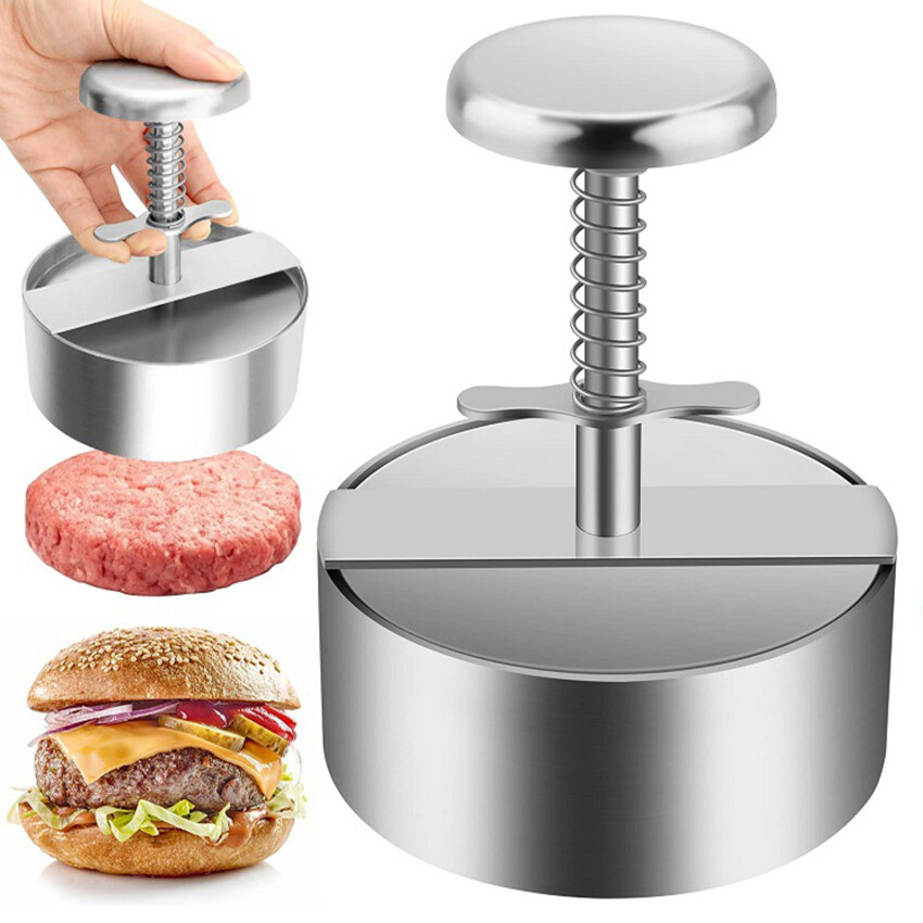 Dụng cụ ép hamburger dụng cụ làm burger patty khuôn ép thủ công bánh mì kẹp thịt heo thịt bò bằng thép không gỉ 304 để nướng dụng cụ làm thịt vỉ nướng