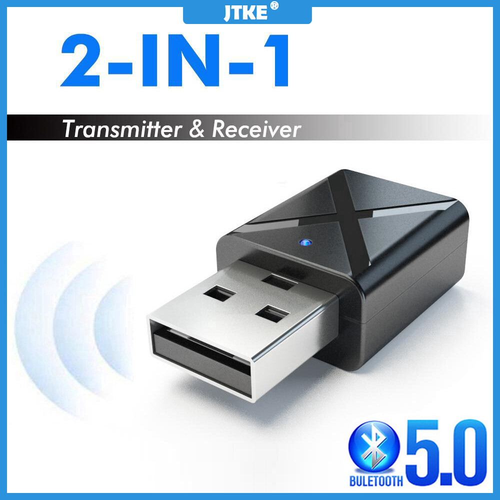 JTKE 2 Trong 1 USB Bluetooth 5.0 Receiver Máy Phát Âm Thanh Không Dây Stereo Âm Nhạc Adapter Dongle Cho PC Car Bluetooth Loa Tai Nghe