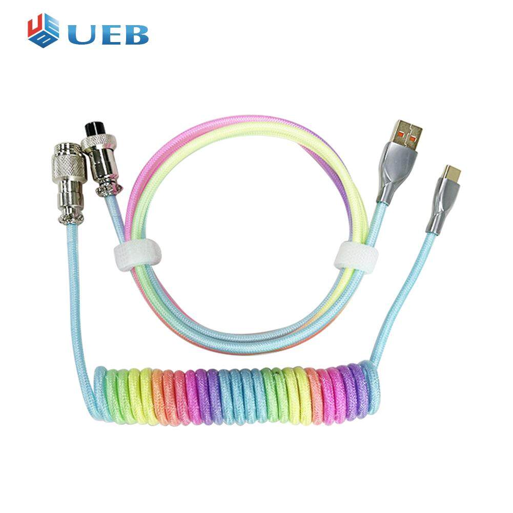 Dây USB Loại C Cuộn Chuyên Nghiệp Cho Bàn Phím Cơ Đầu Nối Phi Công Dây Dù Xoắn Ốc