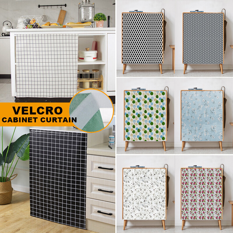 Velcro Rèm Cửa Tủ Bồn Rửa Rèm Cửa Sổ Cửa Nhà Bếp Tự Dính Chống Bụi Không Cần Đục Lỗ Có Viền Kích Thước Tùy Chỉnh
