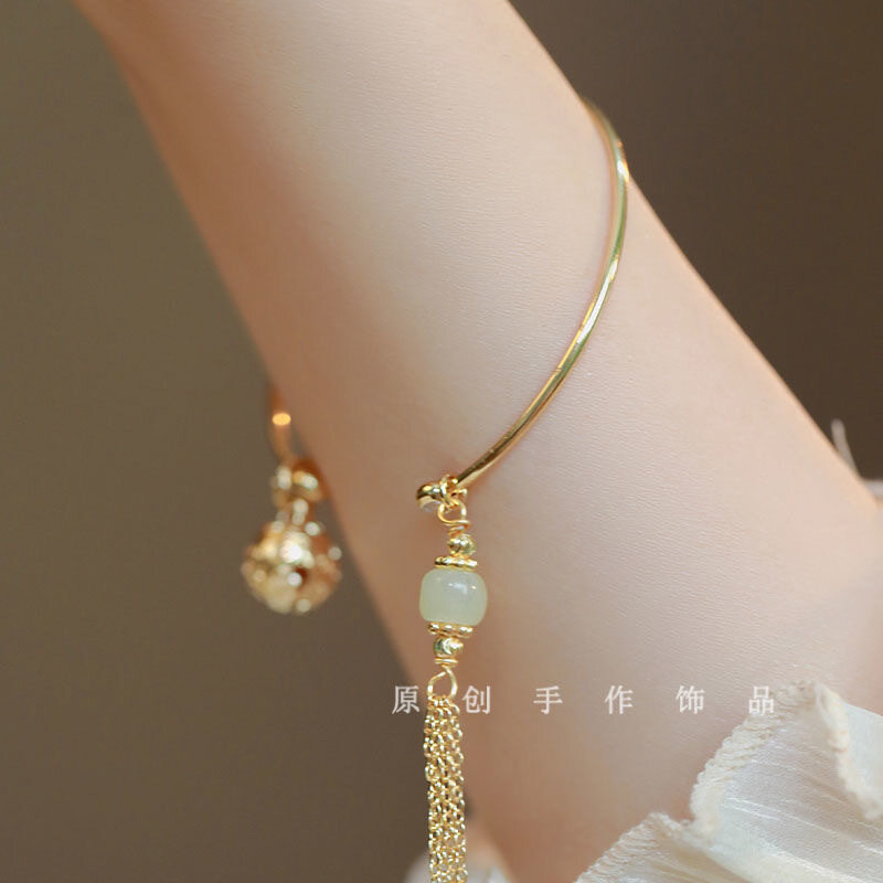 Trang Sức MARMALA Vòng Tay Nửa Vòng Đá Chalcedony Chuông Cung Điện Bằng Bạc Sterling S925 Vòng Đeo Tay Nữ Thiết Kế Độc Đáo Ins Tzitzit Transfer Vòng Hạt Đeo Tay