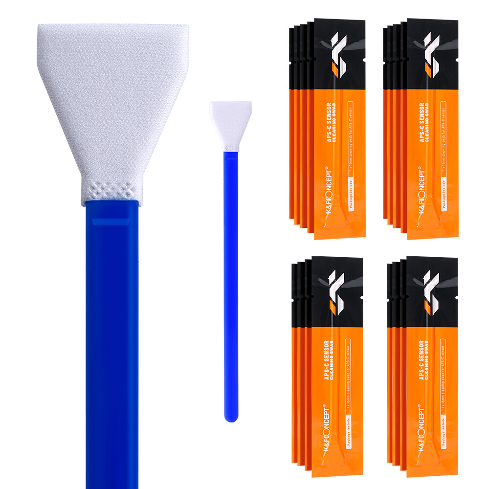 K&f concept 1/2/10 pcs16mm aps-c and 24mm full frame sensor ccd/cmos individually vacuum cleaning swab brush & 20ml cleaning liquid for slr digital camera