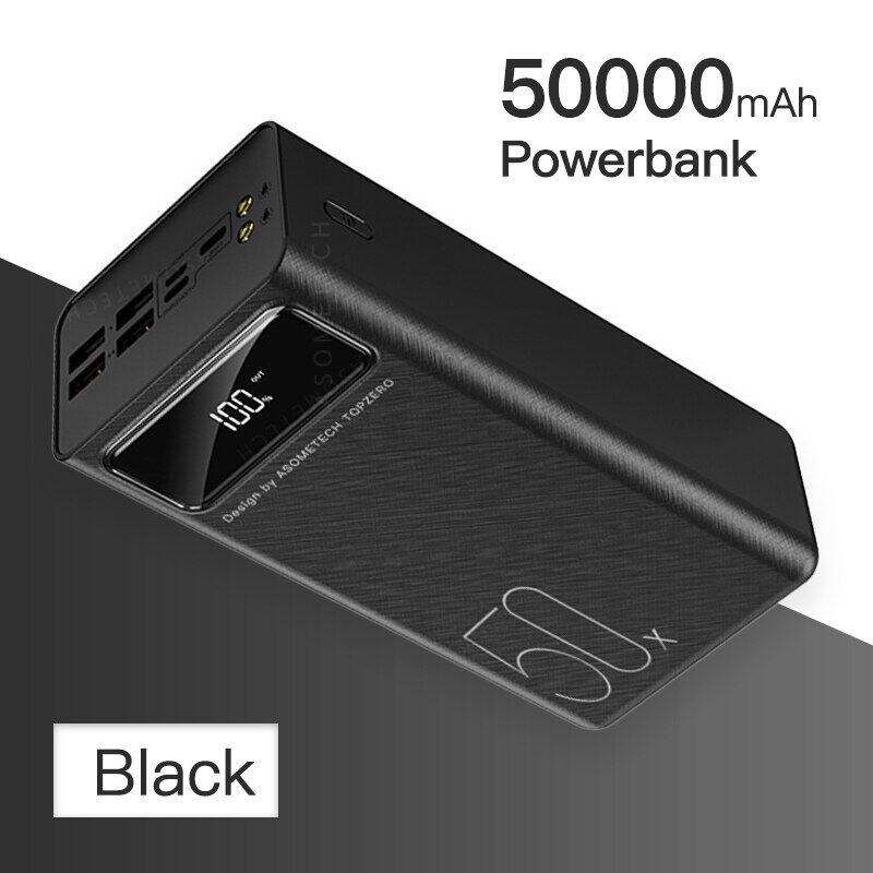 Sạc Dự Phòng 50000MAh, Sạc Dự Phòng Màn Hình LED Dung Lượng Lớn Sạc Pin Ngoài Sạc Nhanh 2.1A Dành Ch