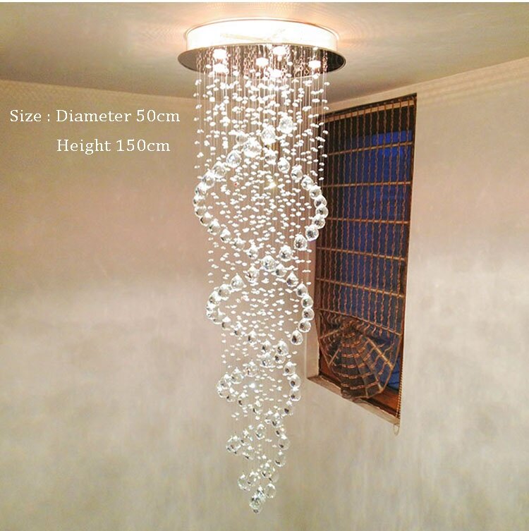 Modern Led Double Spiral Crystal Chandelier Lighting For Foyer