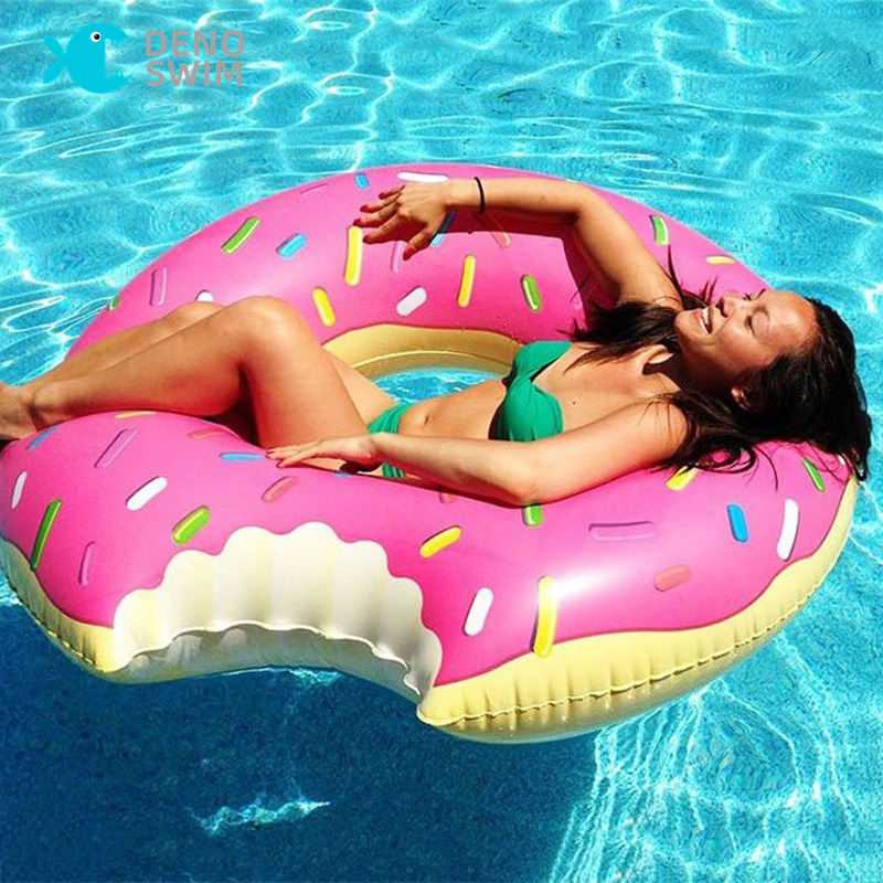 Denoswim phao bơi bơm hơi hình bánh donut khổng lồ 90cm cho trẻ em phao bơi bãi biển cho thiếu niên