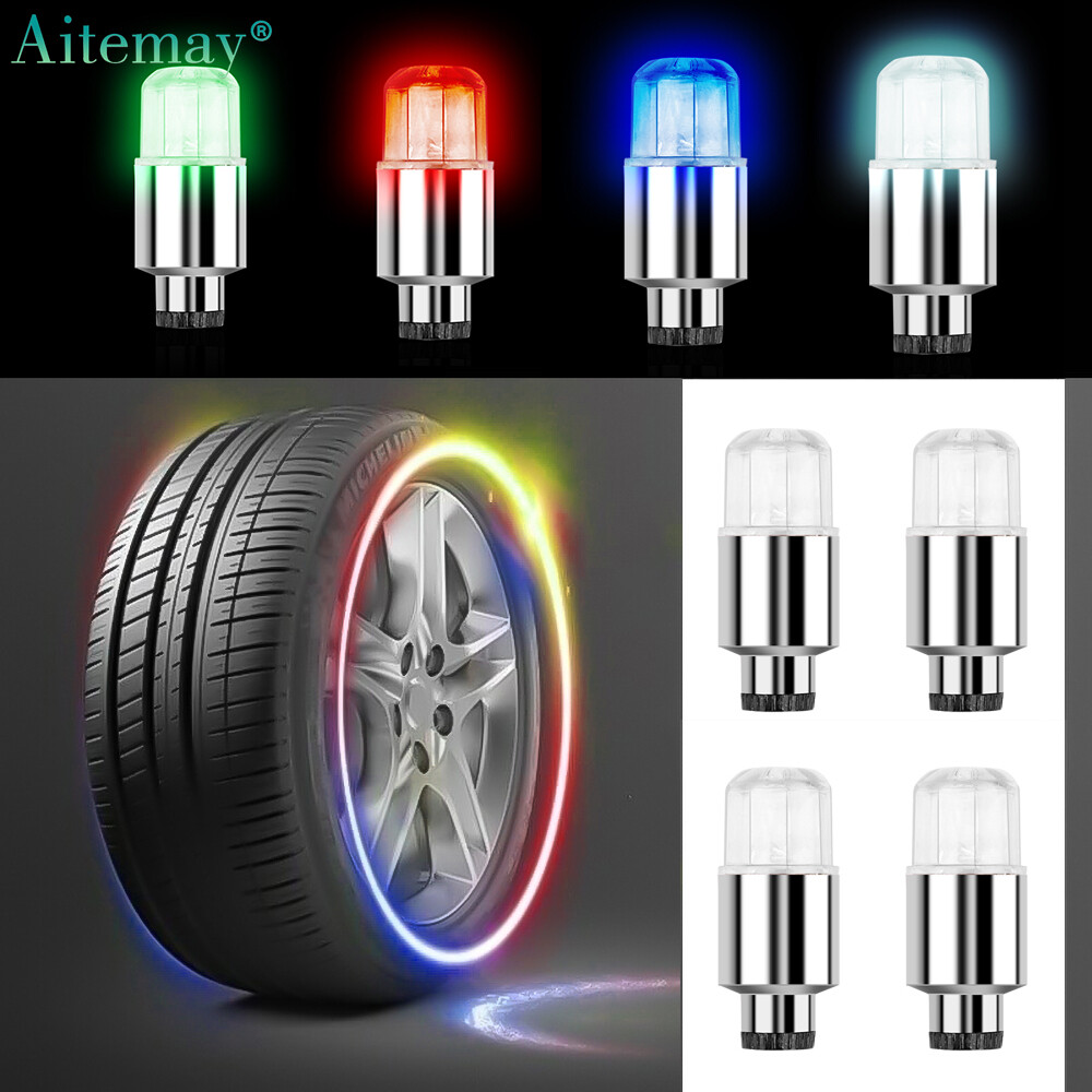Aitemay Đèn Tạo Không Khí Màu Lõi Van Lốp Cho Ô Tô Xe Máy Nắp Bánh Xe Đạp Đèn LED Nhiều Màu Trang Trí Chống Nước