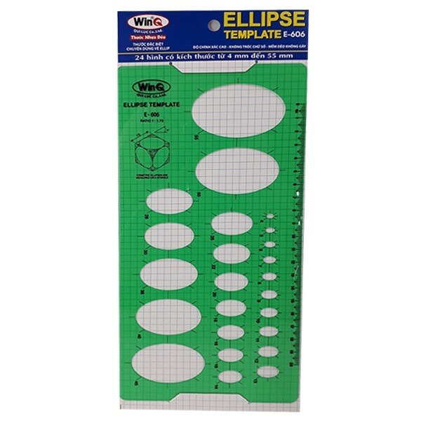 Thước vẽ kỹ thuật, thước elip, ellipse template ruler e-606 5.0