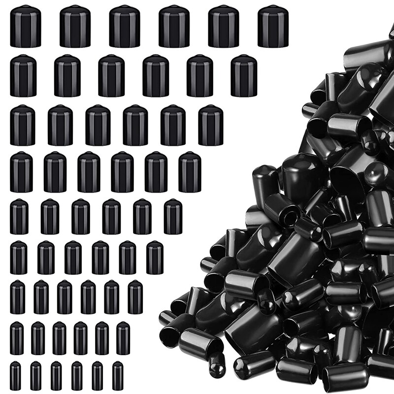 Vinyl Elastic End Cap Bolts Screws Rubber Thread Protection Safety Caps 9 Sizes 2/25 to 4/5 Inches