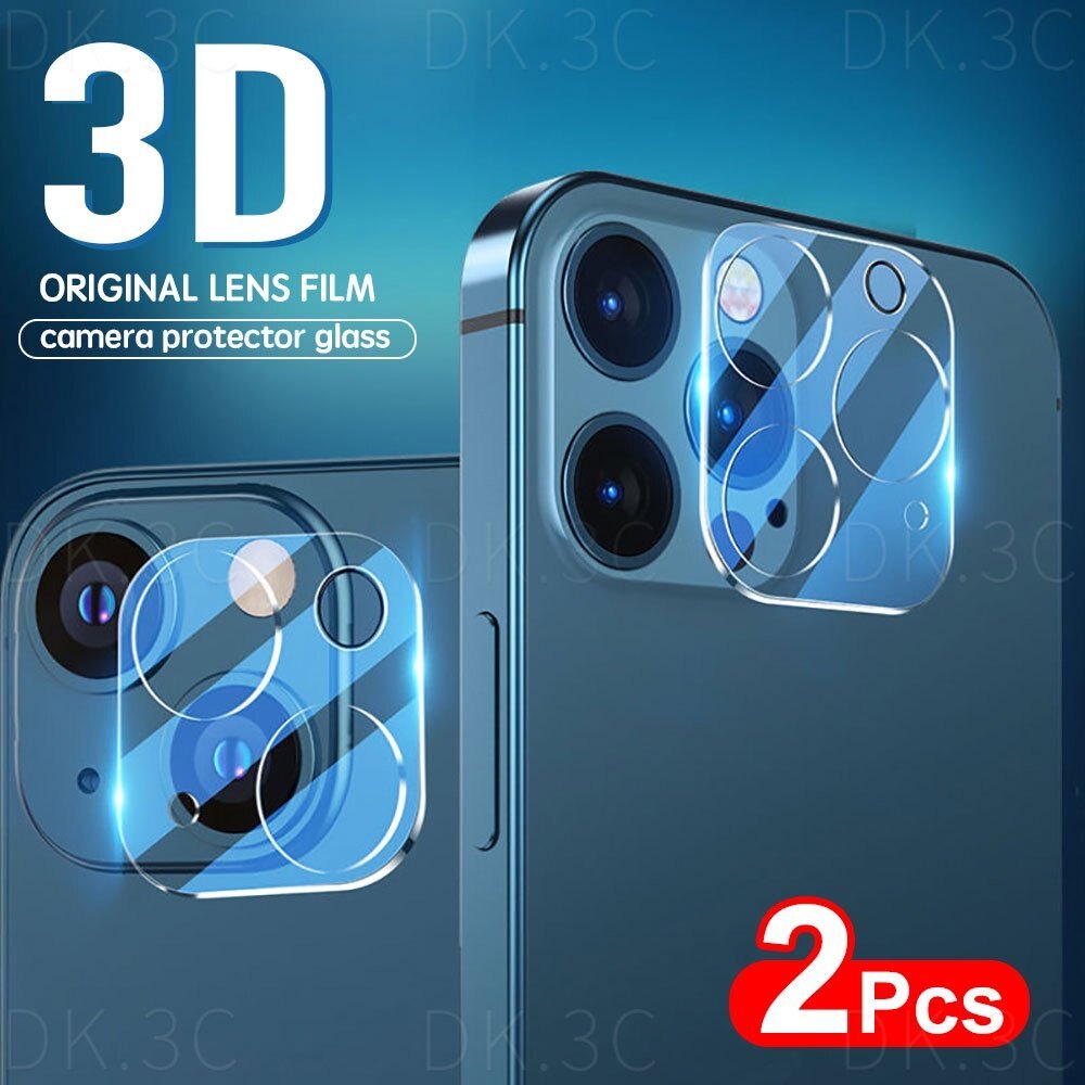 2 miếng kính máy ảnh cho iPhone 11 12 13 14 Pro Max Mini rõ ràng kính cường lực bảo vệ ống kính máy ảnh