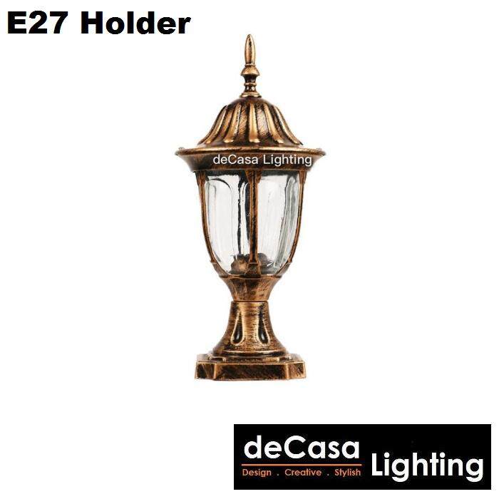 DECASA Antique Outdoor Pillar Light Weather Proof E27 Lamp Holder Outdoor Stand Light Garden Lamp Pole Light (CM-PT304-AB-S)