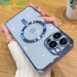 Topewon cho Apple iPhone 15 14 13 12 11 Pro x XR xsmax 8 7 cộng với SE 2020 vỏ điện thoại, cho Silicone trong suốt mạ sang trọng MagSafe sạc không dây trường hợp