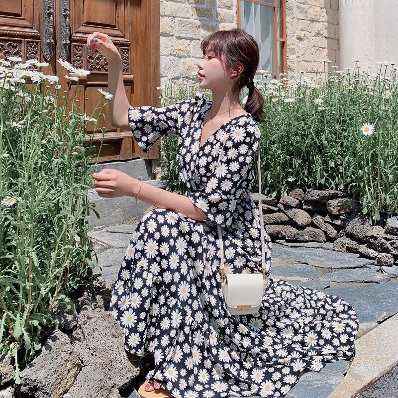 Popular women's temperament of the new big yards dress falbala Fch long skirt is a floral skirt in summer