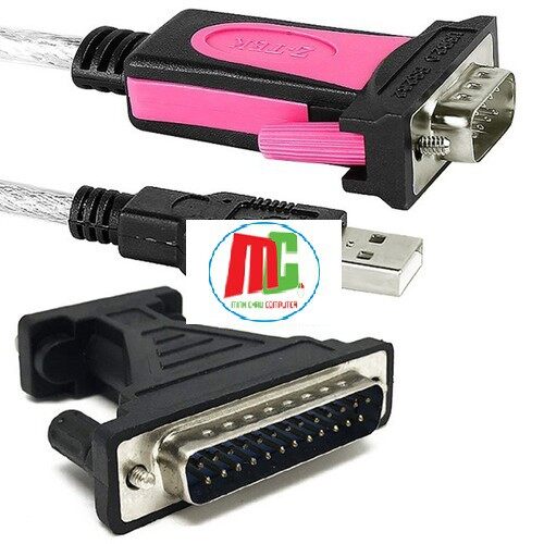 Cáp USB To Com RS232 Z-TEK ZE400 Và Cổng Chuyển 9 Chân Âm Ra 25 Chân Dương LPT