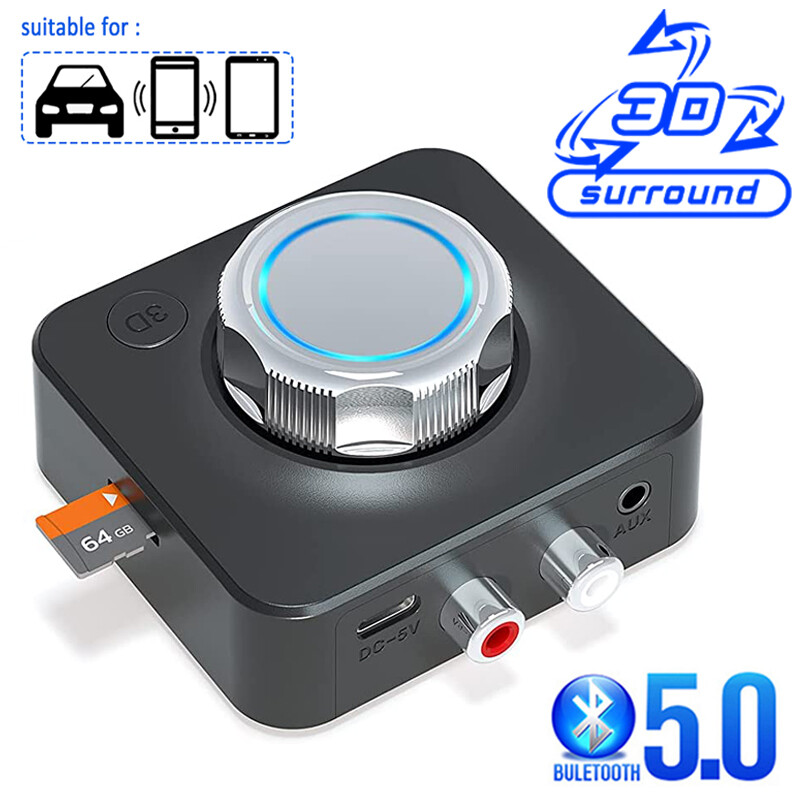 Bộ thu âm thanh bluetooth 5.0 thẻ sd tf bộ chuyển đổi không dây âm nhạc stereo 3d giắc cắm aux rca 3.5mm cho loa xe hơi tai nghe tự động bật