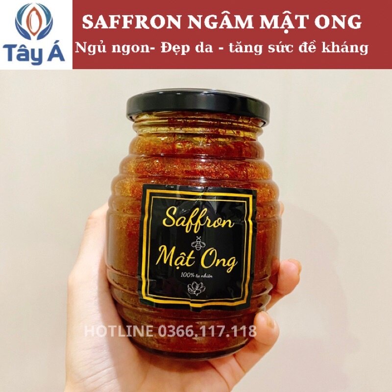 Saffron ngâm mật ong - Hũ 1gram - 180ml - SAFFRON TÂY Á Bahraman Super Negin - nhuỵ hoa nghệ tây - Nhập khẩu độc quyền từ Iran