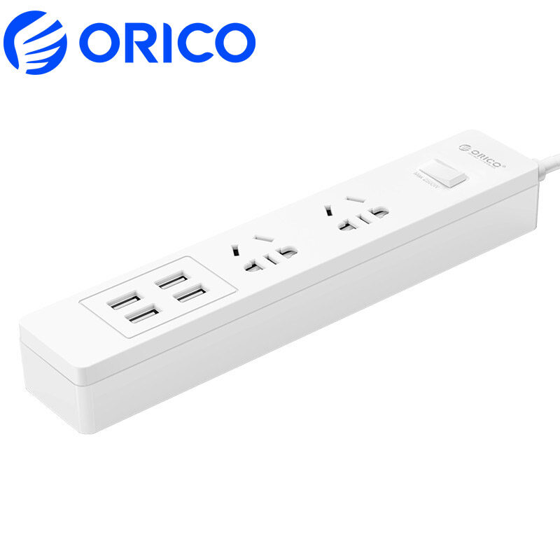 Orico ổ điện nhiều lỗ 1.5m cáp 3sockets phích cắm tiêu chuẩn 250v 2500w 4 cổng usb 5v 2.4a với eu bộ chuyển đổi giắc cắm du lịch ổ điện nhiều lỗ