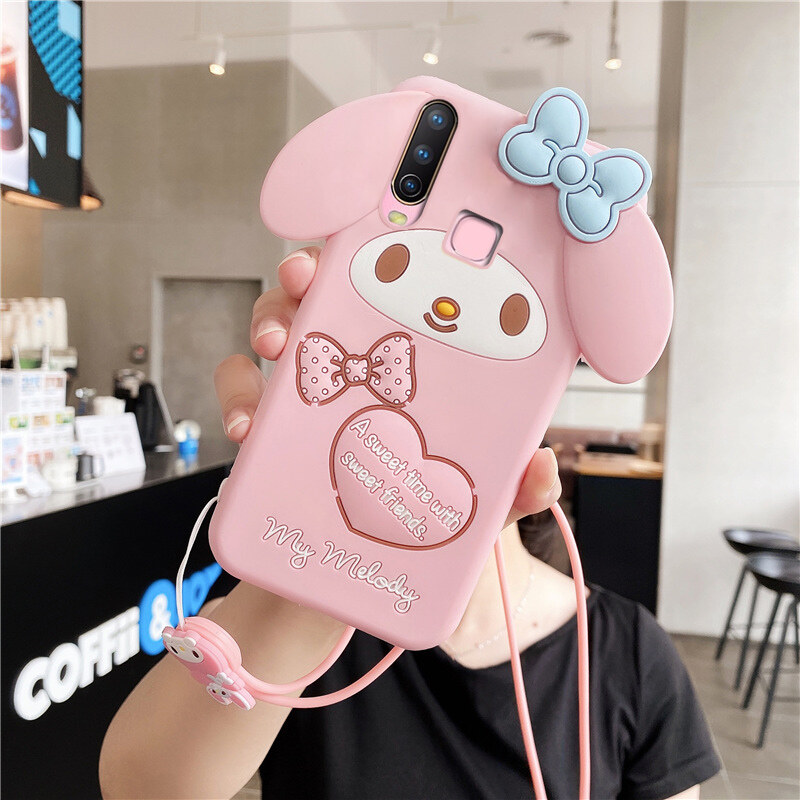 Đối Với VIVO Y17 Y11 2019 U10 Y12i Trường Hợp Hình Thỏ Hồng Xinh Đẹp Nơ Dễ Thương Hoạt Hình Đáng Yêu （ Không Bao Gồm Dây Buộc, Ốp Silicon Mềm Cho VIVO Y15 2020 Y12