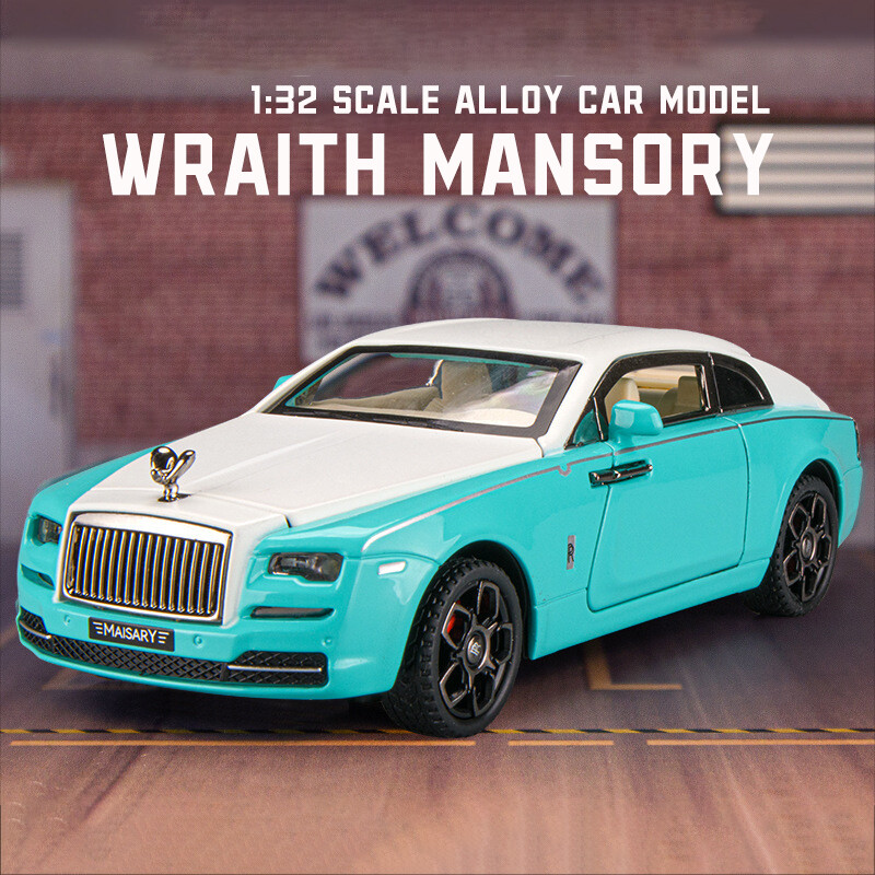 【Boxed】1:32 Scale Rolls-Royce Wraith Alloy Car Model Light & Sound Effect Diecast Car Toys for Boys Birthday Gift Kids Toys Car Collection