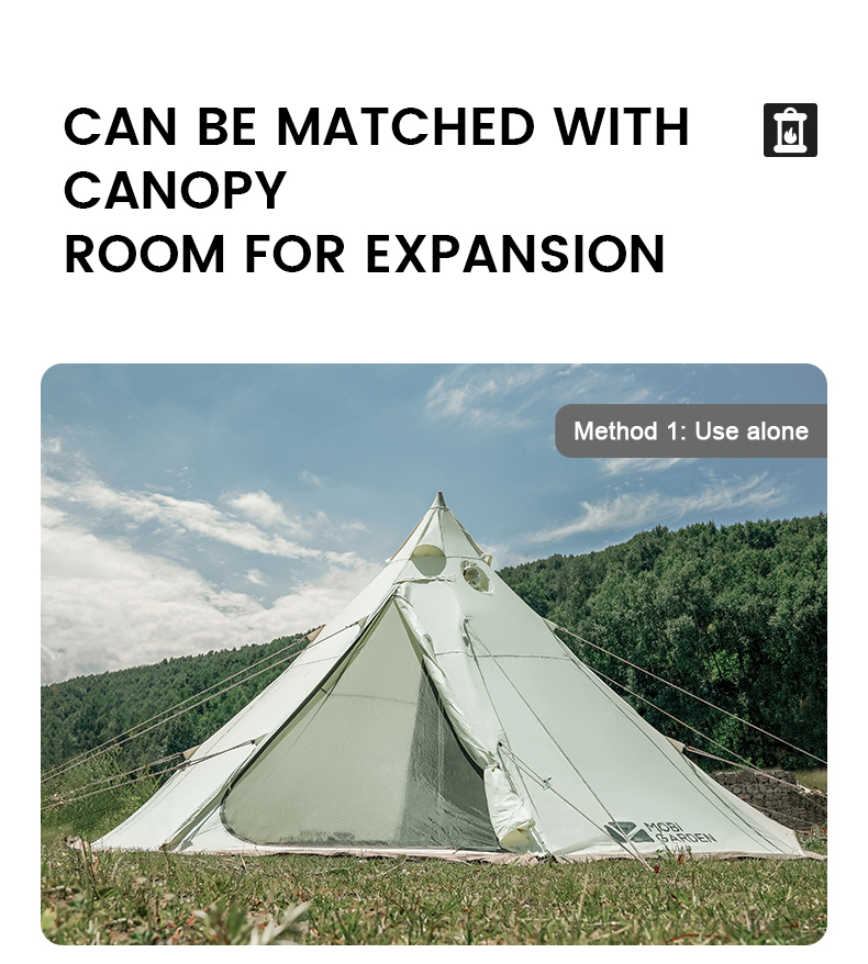 MOBI GARDEN Camping Cotton Pyramid Tent 2-3 Person Family Canvas Tent Tower A Waterproof · v43