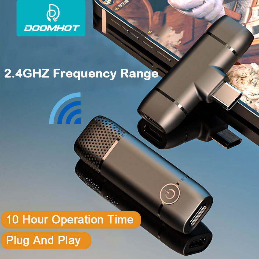 DoomHot Micro Không Dây Mic Thu âm Cho điện Thoại Không Dây Lavalier Chuyên Nghiệp Micro Ghi Âm Video Âm Thanh Di Động Micro Mini Bỏ Tiếng Ồn Ve Áo Cho Điện Thoại iPhone Android Phát Sóng Trực Tiếp