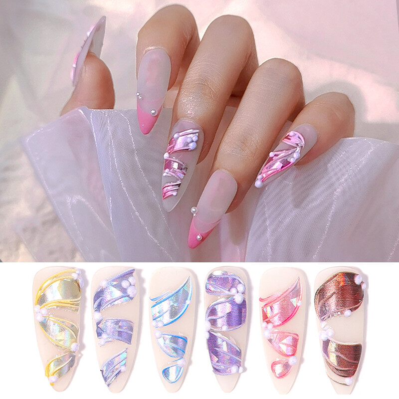 Miếng dán móng tay 5d miếng dán móng tay dập nổi ruy băng ba chiều miếng dán móng tay đề can trang trí móng nghệ thuật
