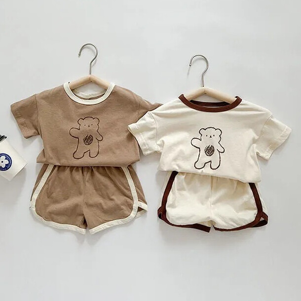 Bộ quần áo trẻ em trẻ em bộ đồ bé gái áo thun bé trai quần đùi bộ 2 món bộ quần áo