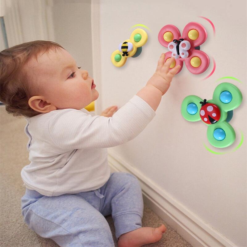 one set Cartoon Fidget Spinner Toys ABS Colorful Insect Gyro Relief Stress Spinning Baby Bath Toys For Kids