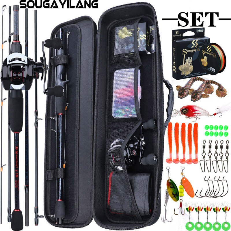 Bộ Dụng Cụ Câu Cá Toàn Bộ  Với 5 Phần 1.8-2.4M Cần Câu Và Máy Ngang 19BB Và Túi Đựng Đồ Câu Cá Để Câu Cá Du Lịch