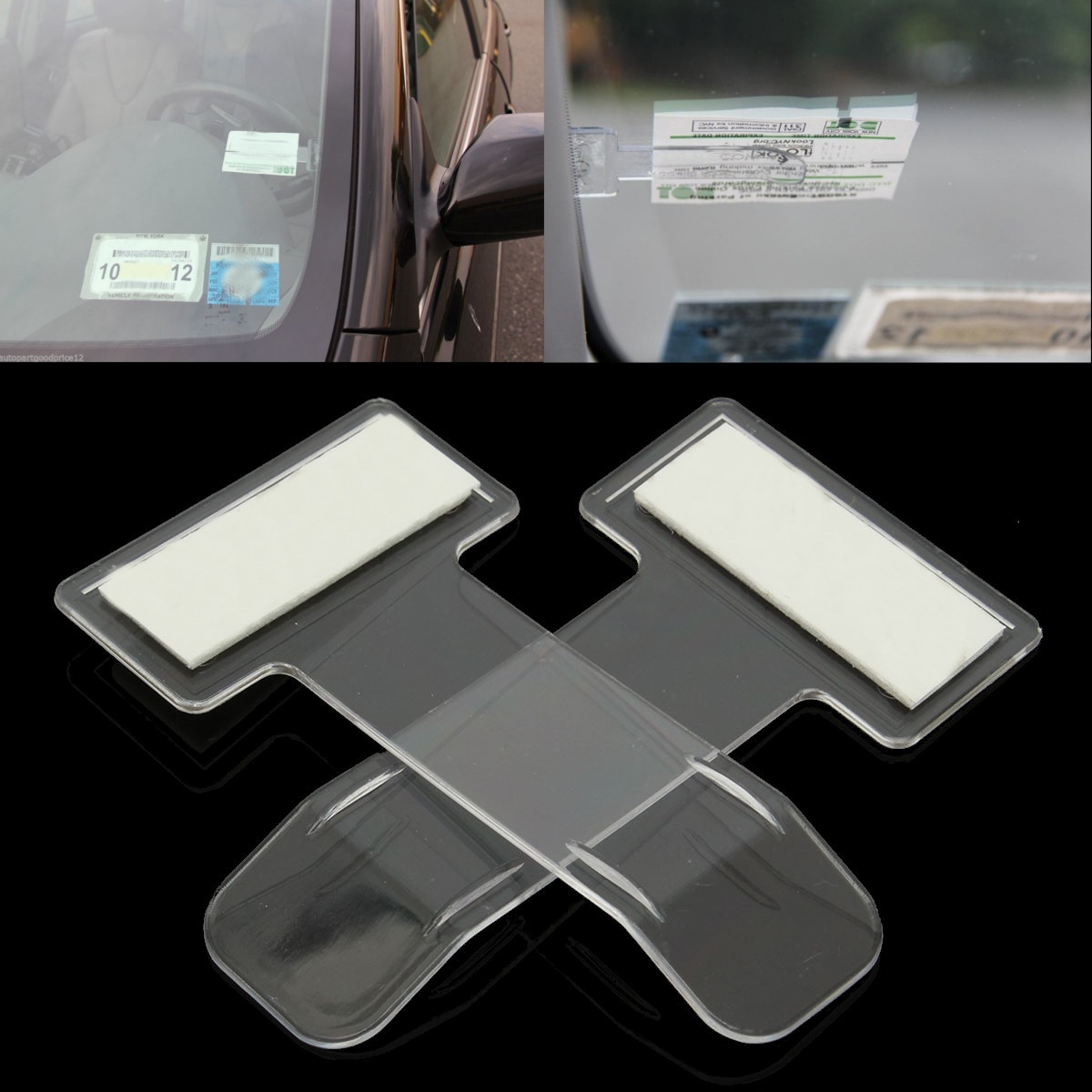 2 chiếc kẹp giữ giấy phép đỗ xe ô tô xe hơi miếng dán kính chắn gió cửa sổ