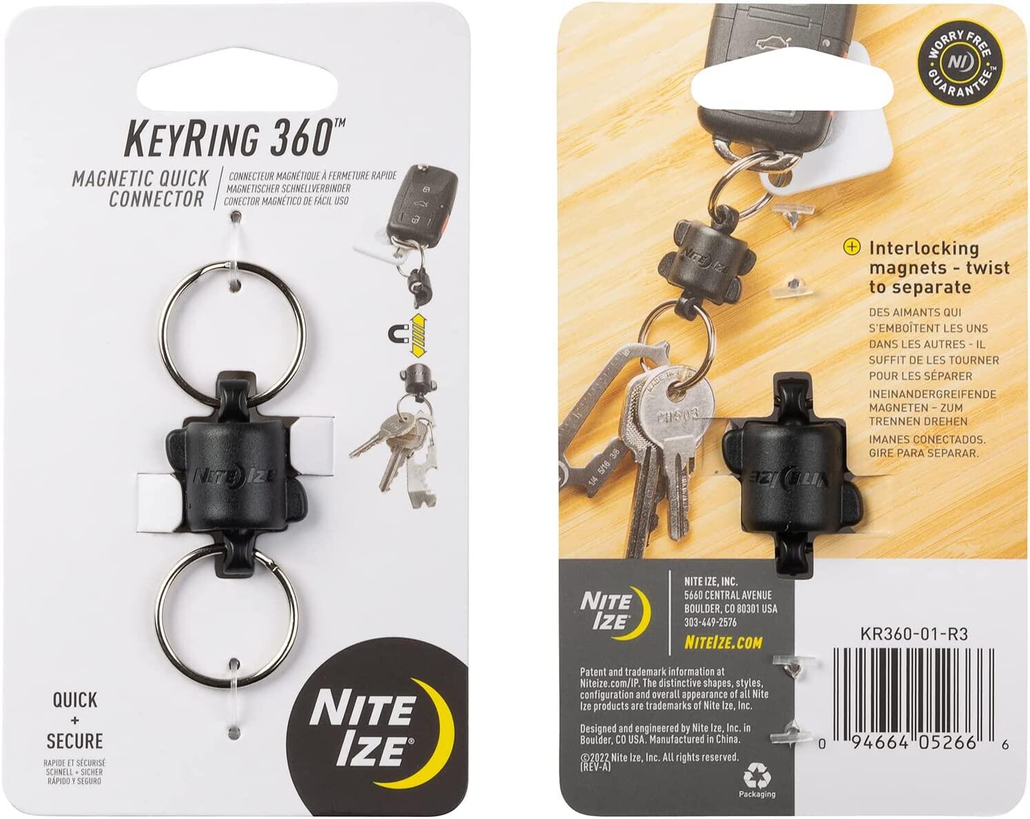 Móc khóa nite ize 360 đầu nối nhanh từ tính, vòng chia khóa từ tính cho chìa khóa