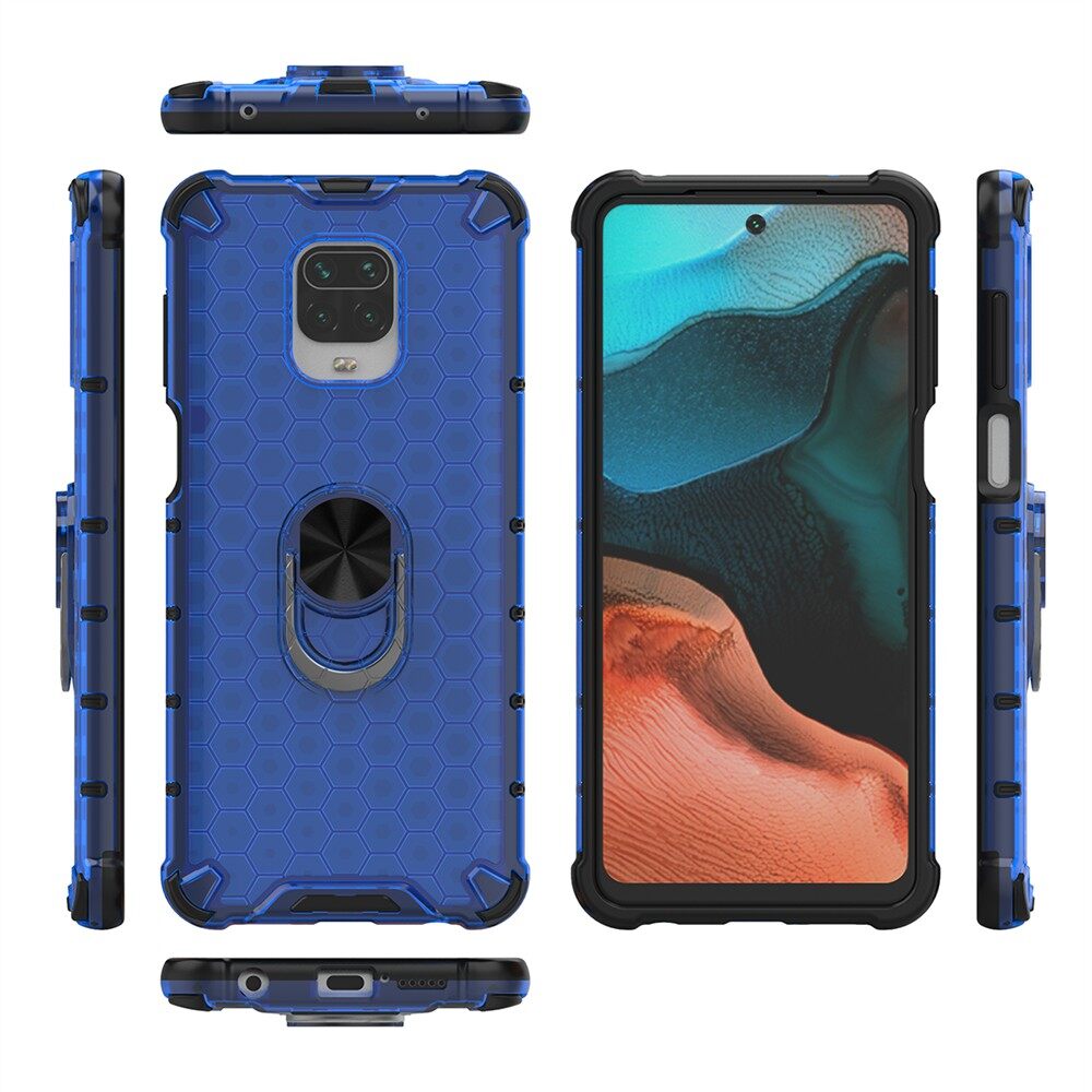 เคสโทรศัพท์สำหรับXiaomi Redmi Note 9 Pro / Note 9 PRO MAX/Note 9Sกรณีรังผึ้งกันกระแทกกับผู้ถือแหวนที่ปิดหลังโทรศัพท์มือถือเปลือก