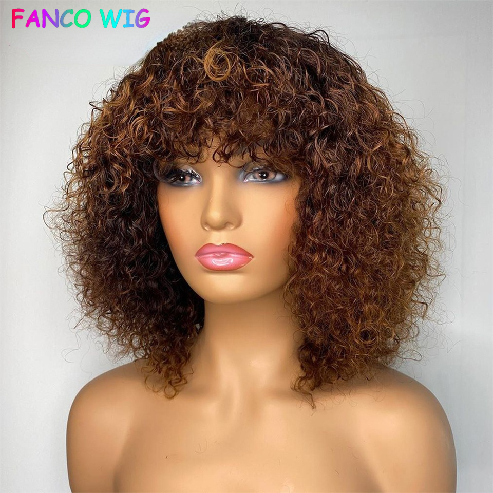 Brown-curly-hair-blonde-ends-ombre-black-short-curly-hairstyles-hoop-earrings  Short Hair Wigs, Indian Human Hair, Short Natural Hair Styles | Women's  Short Curly Wavy Hair Wig Sexy Lady Full Wigs Fiber Hair Hairp |  