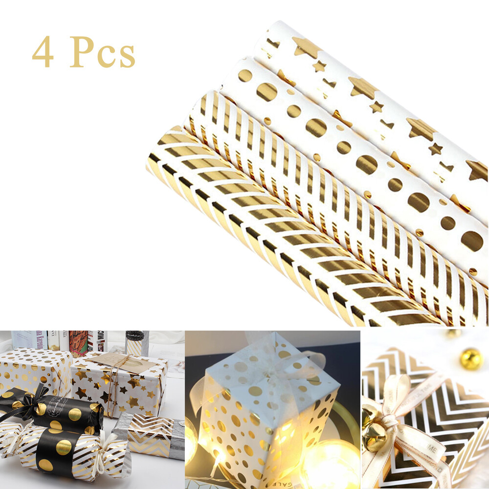 4 Cái Giấy Gói Quà Màu Đồng 50X70Cm Giấy Gói Quà Hình Ngôi Sao Ngày Lễ, Cho Sinh Nhật, Đám Cưới, Tắm Em Bé, Giáng Sinh, Hanukkah, Nghệ Thuật Và Thủ Công
