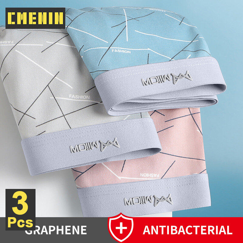 CMENIN  3Pcs Kháng Khuẩn Nam Giới Boxer Đồ Lót Ice Silk Quần Lót Nam Mềm Mại Đồ Lót Quần đùi Liền Mạch Quần Lót M1030