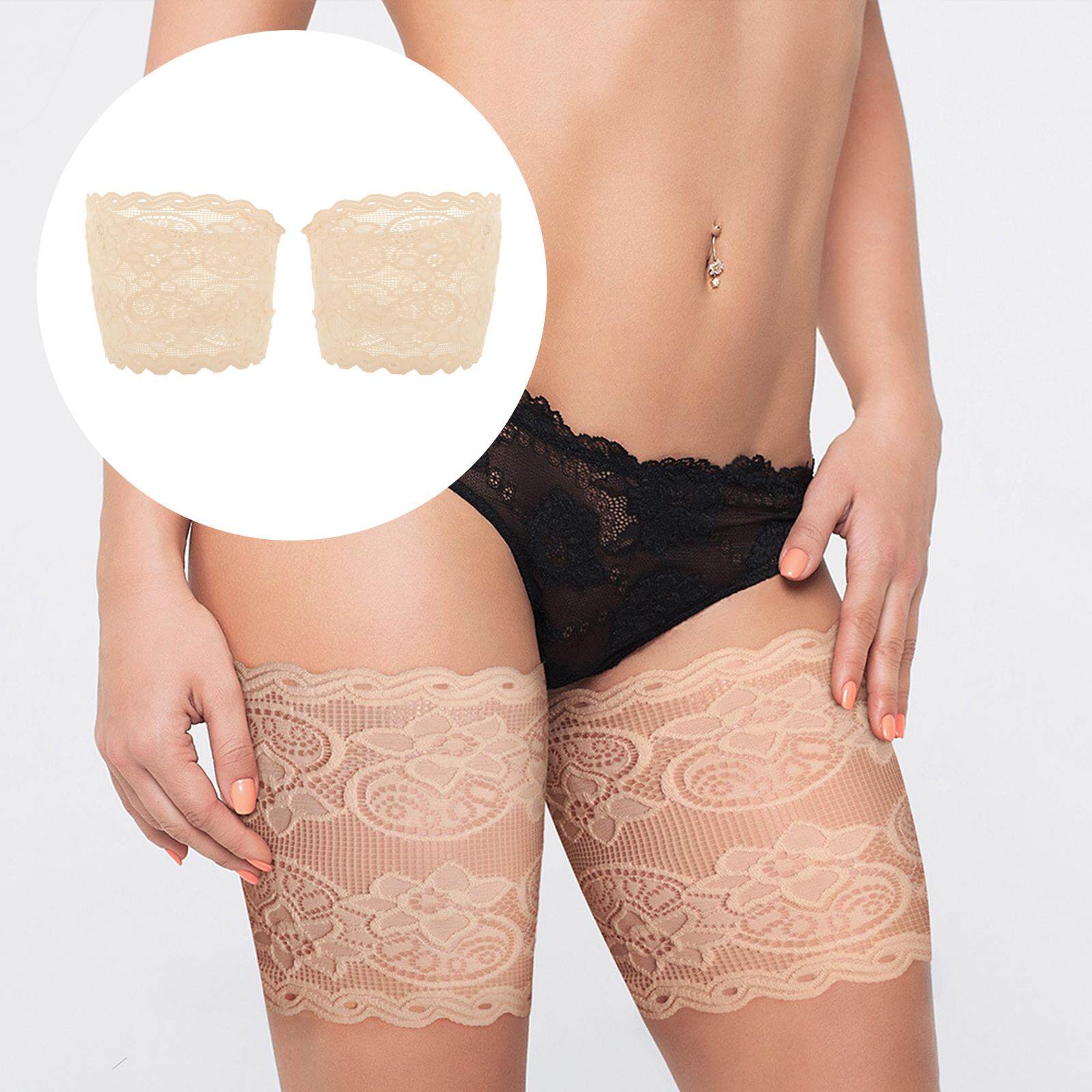 Baoblaze Pair Lace Anti-Chafing Thigh Bands with Silicone Non Sip Dots
