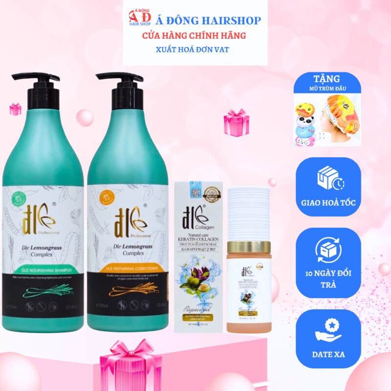 Dầu gội xả tinh chất bồ kết, sả chanh đl dle lemongrass 750ml tặng tinh dầu đle 60ml