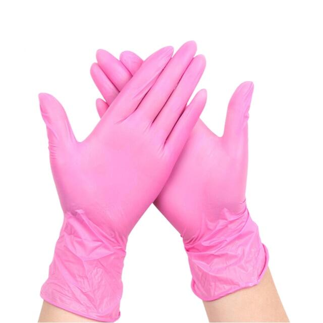 pink nitrile gloves