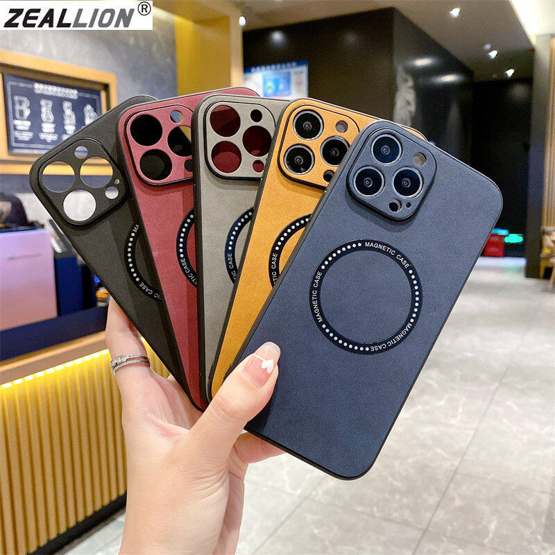 Zeallion Luxury Leather Magnetic Magsafe Phone Case for  Apple iPhone 14