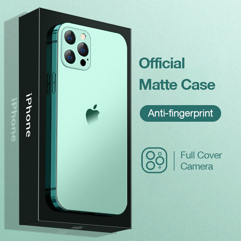 Sanptoch Plating Matte Phone Case For iPhone 11 / 12 / 13 Pro Max Straight Edge Square Slim Soft TPU Shockproof Cover For iPhone 13 Mini Full Camera Protector Casing