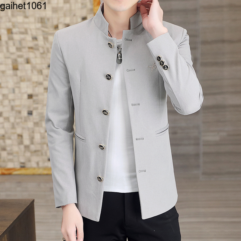 Gaihet1061 áo blazer nam mới áo vest nam áo khoác ngoài cổ đứng áo blazer dáng ôm thường ngày kiểu anh áo vest nam áo khoác 3xl