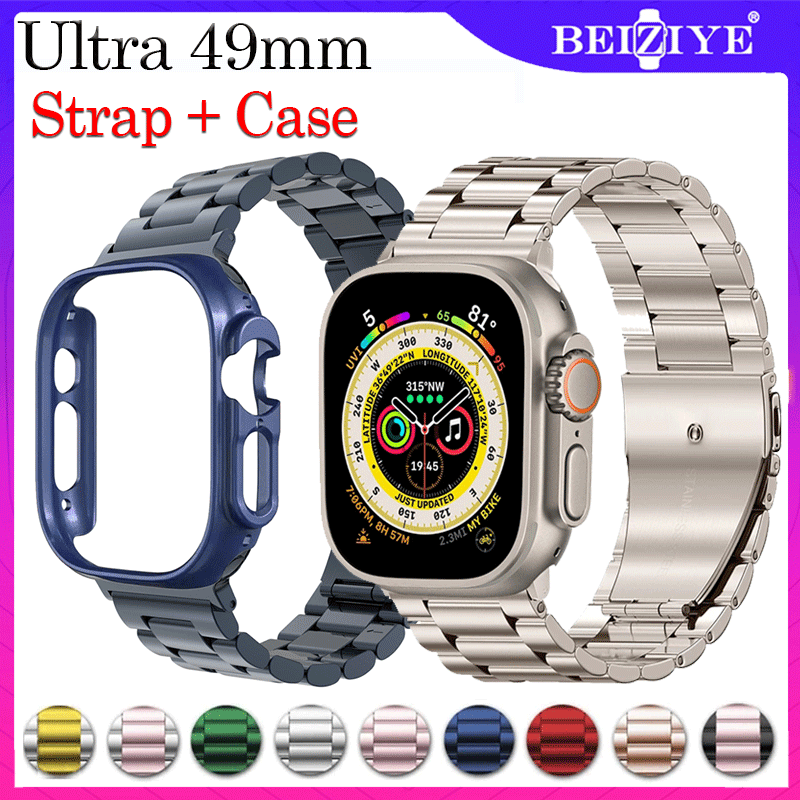 สายโลหะ สำหรับ Apple Watch Ultra สายนาฬิกา 49mm สายพร้อมเคส สำหรับ i Watch Series Ultra สายรัดสแตนเลสของ สายนาฬิกาสำรอง ราคา 620 บาท*ส่งฟรี
