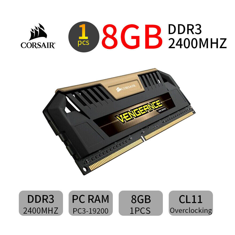 Corsair VENGEANCE Pro 8GB DDR3 OC 2400MHz PC3-19200U Desktop PC Memory RAM Gold