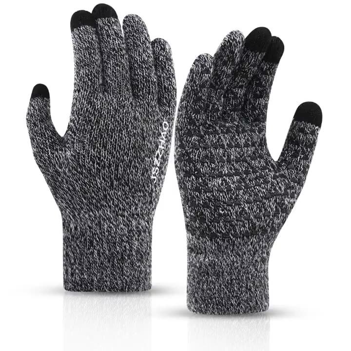 Knitted Warm Winter Thickened Non-Slip Plush Wool Men's and Women's Outdoor Riding Touch Screen Wear-Resistant Breathable and Windproof Gloves