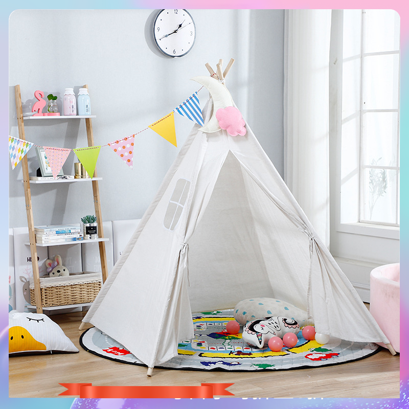 Lều Di Động 1.8M Cho Trẻ Em, Nhà Chơi Tipi, Vải Cotton Cho Trẻ Em, Lều Chơi Ấn Độ, Trang Trí Phòng Hình Nón Nhỏ Cho Trẻ Em