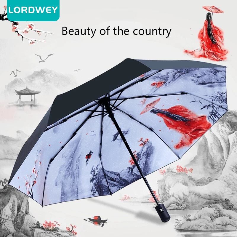 Lordwey ô tự động dù đi biển chống gió mưa nắng chống tia uv dù che nắng cho bé gái dù gấp gọn dù đi mưa di động cho nữ