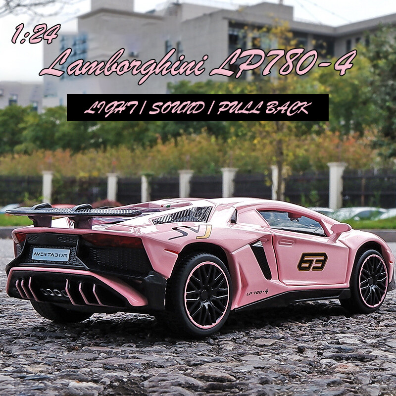 【RUM】 LP780-4 Màu Hồng Lamborghini Tỷ Lệ 1:32 Mô Hình Xe Hơi Bằng Hợp Kim Ánh Sáng & Hiệu Ứng Âm Thanh Đồ Chơi Xe Hơi Đúc Cho Bé Trai Quà Tặng Sinh Nhật Đồ Chơi Xe Hơi Đồ Chơi Trẻ Em Mô Hình Xe Hơi Đồ Chơi Xe Hơi Bé Trai Bộ Sưu Tập Mô Hình