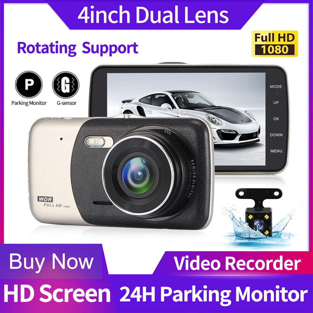 EKLEVA 4 inch HD 1080 P DVR Xe Ô Tô, ống Kính kép Xe Dash Cam DVR Xe Bảng Điều Khiển Camera 170 ° Lái Xe, Cảm Biến, ĐÈN LED Nhìn Ban Đêm WDR, Bãi Đậu Xe Bảo Vệ, Ghi Hình Vòng Lặp với Thẻ NHỚ Micro SD